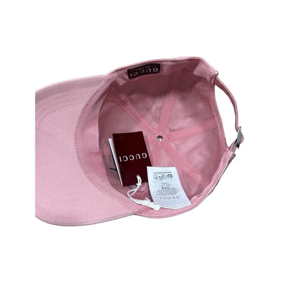 Gucci Embroidered Cotton Baseball Cap Hat Pink Medium 58 cm Unisex